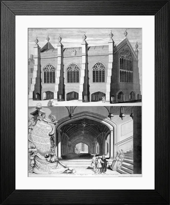 Framed Print : Lincolns Inn Chapel, Holborn, London, 1751. Artist: George Vertue Framed Print : Lincolns Inn Chapel, Holborn, London, 1751. Artist: George Vertue