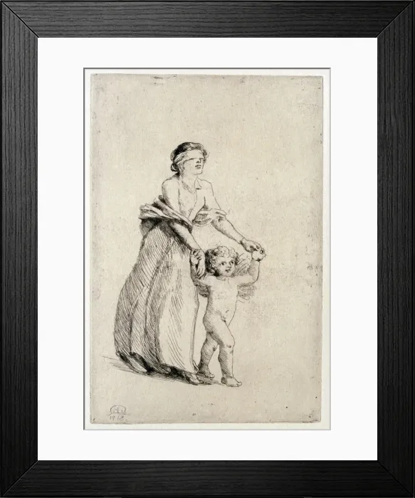 Framed Print : Cupid leading a Blindfolded Girl, 1912. Artist: Anna Lea Merritt Framed Print : Cupid leading a Blindfolded Girl, 1912. Artist: Anna Lea Merritt