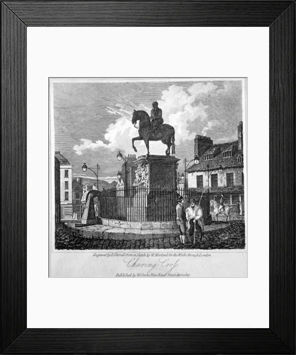 Framed Print : View of Charing Cross, showing the statue of King Charles I, Westminster, London, 1817 Framed Print : View of Charing Cross, showing the statue of King Charles I, Westminster, London, 1817
