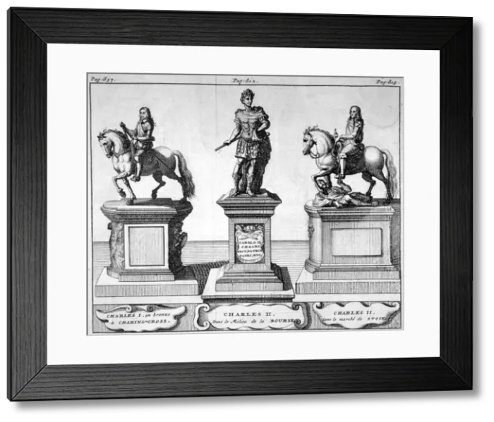 Framed Print : Statues of Kings Charles I and II, 1700 Framed Print : Statues of Kings Charles I and II, 1700