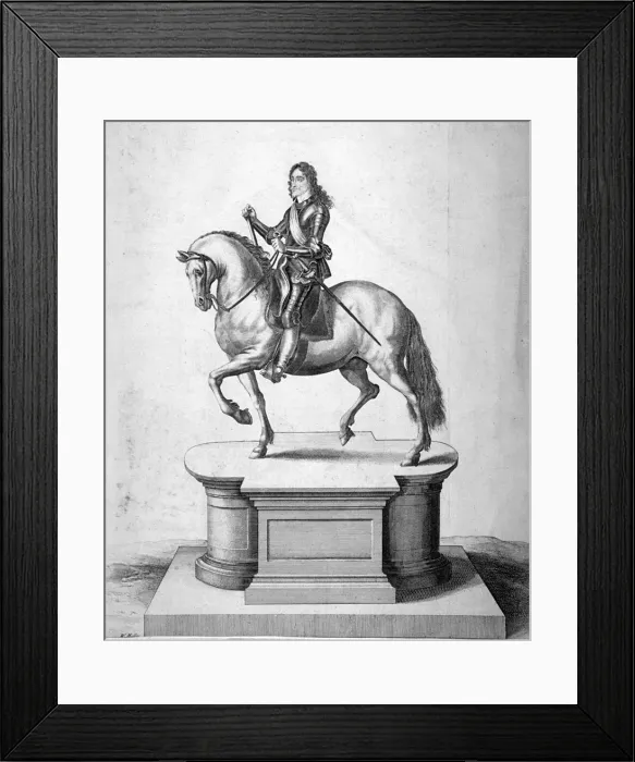 Framed Print : Statue of King Charles I, located at Charing Cross, Westminster, London, c1700. Artist