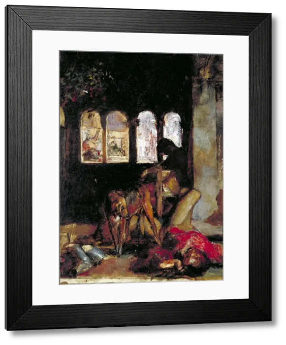 Framed Print : Sketch for The Eve of St Agnes, c1847. Artist: William Holman Hunt Framed Print : Sketch for The Eve of St Agnes, c1847. Artist: William Holman Hunt