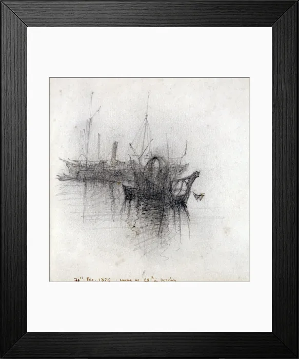 Framed Print : Study of Shipping, 1876. Artist: John Ruskin Framed Print : Study of Shipping, 1876. Artist: John Ruskin