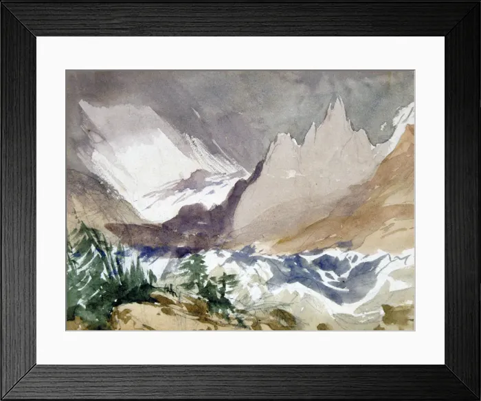 Framed Print : Swiss Mountain Landscape, 19th century. Artist: John Ruskin Framed Print : Swiss Mountain Landscape, 19th century. Artist: John Ruskin