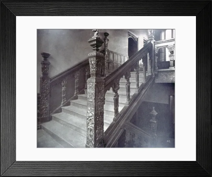 Framed Print : Interior view of the Grand Staircase in Charterhouse, London, 1880. Artist Framed Print : Interior view of the Grand Staircase in Charterhouse, London, 1880. Artist