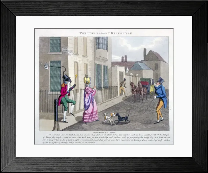 Framed Print : View of the corner of Soho Square and Sutton Street, Westminster, London, c1825. Artist Framed Print : View of the corner of Soho Square and Sutton Street, Westminster, London, c1825. Artist