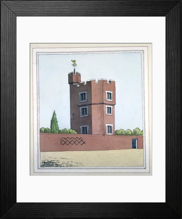Framed Print : Lady Garrets Tower, Green Street House, East Ham, Newham, London, c1800