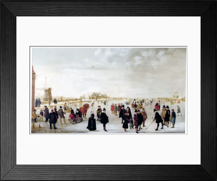 Framed Print : Winter landscape on the River Ijsel near Kampen, c1615. Artist Framed Print : Winter landscape on the River Ijsel near Kampen, c1615. Artist