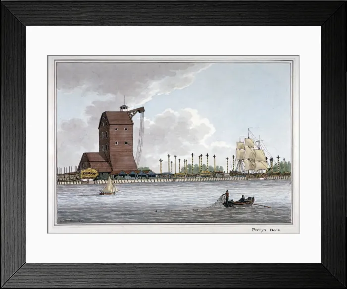 Framed Print : Brunswick Dock, Blackwall, London, 1801. Artist: Charles Tomkins