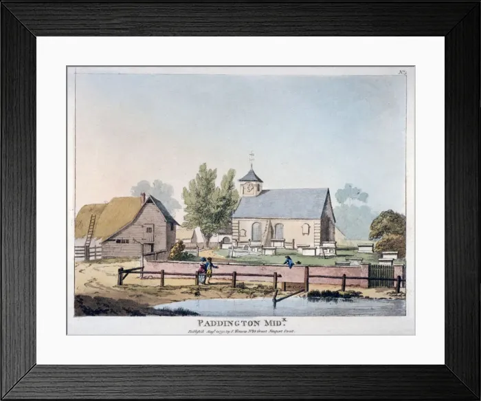 Framed Print : View of St Marys Church, Paddington, London, 1791. Artist Framed Print : View of St Marys Church, Paddington, London, 1791. Artist