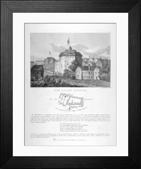 Framed Print : The Globe Theatre, Bankside, Southwark, London, 1810 Framed Print : The Globe Theatre, Bankside, Southwark, London, 1810