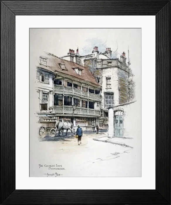 Framed Print : View of the George Inn, Borough High Street, Southwark, London, c1870 Framed Print : View of the George Inn, Borough High Street, Southwark, London, c1870