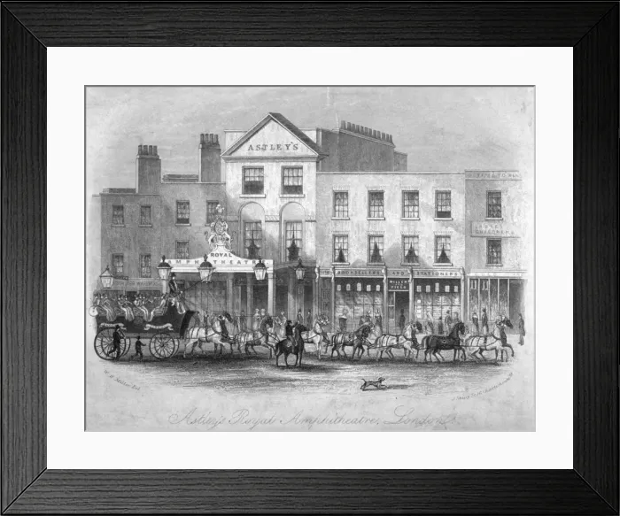 Framed Print : Astleys Amphitheatre and adjacent buildings, Westminster Bridge Road, Lambeth, London, c1775