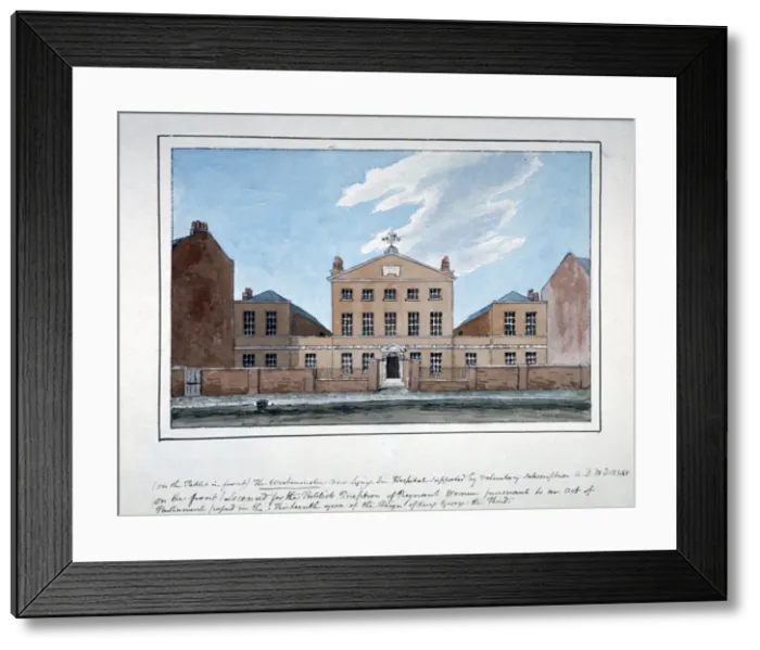 Framed Print : The Westminster Lying-in Hospital, Westminster Bridge Road, Lambeth, London, 1765 Framed Print : The Westminster Lying-in Hospital, Westminster Bridge Road, Lambeth, London, 1765