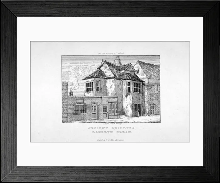 Framed Print : Buildings near Lambeth Marsh, London, c1820. Artist: Thomas Allen Framed Print : Buildings near Lambeth Marsh, London, c1820. Artist: Thomas Allen