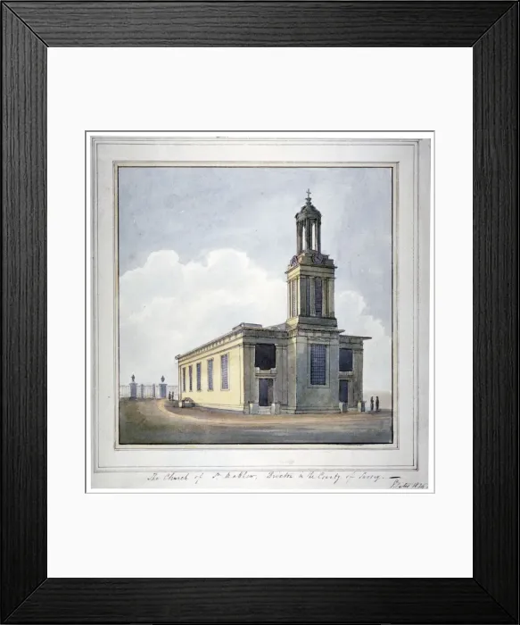 Framed Print : Church of St Matthew, Brixton, Lambeth, London, 1825 Framed Print : Church of St Matthew, Brixton, Lambeth, London, 1825