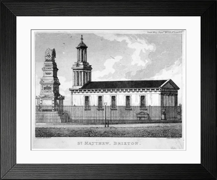 Framed Print : Church of St Matthew, Brixton, Lambeth, London, c1825 Framed Print : Church of St Matthew, Brixton, Lambeth, London, c1825