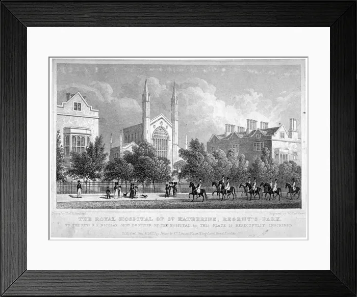 Framed Print : St Katherines Hospital, Regents Park, London, 1827. Artist: William Tombleson Framed Print : St Katherines Hospital, Regents Park, London, 1827. Artist: William Tombleson
