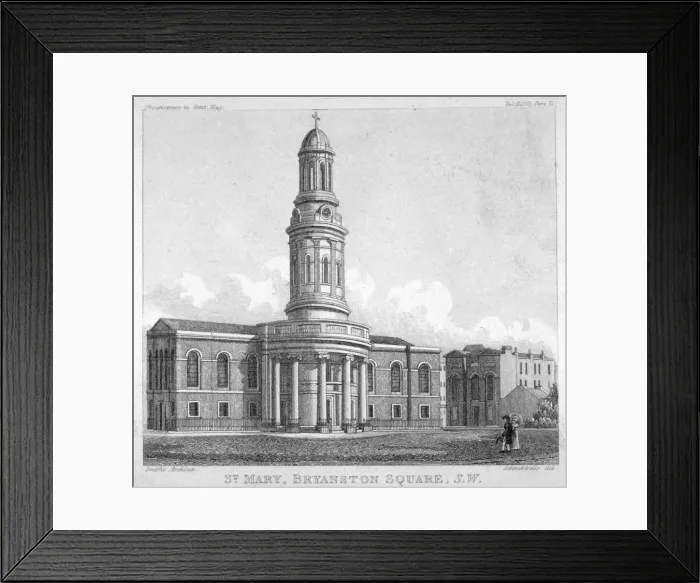 Framed Print : St Marys Church, Bryanston Square, Marylebone, London, c1825 Framed Print : St Marys Church, Bryanston Square, Marylebone, London, c1825