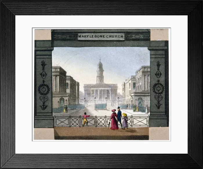 Framed Print : St Marylebone Parish Church, London, c1825 Framed Print : St Marylebone Parish Church, London, c1825