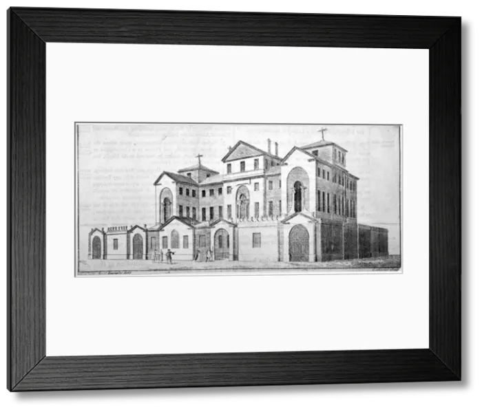 Framed Print : Middlesex Hospital, Mortimer Street, Marylebone, London, c1770. Artist Framed Print : Middlesex Hospital, Mortimer Street, Marylebone, London, c1770. Artist