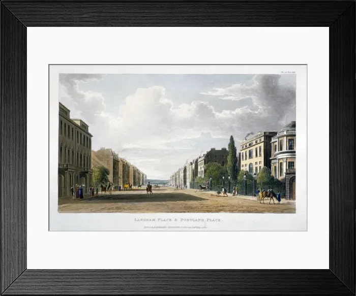Framed Print : View of Langham Place and Portland Place, Marylebone, London, 1822 Framed Print : View of Langham Place and Portland Place, Marylebone, London, 1822
