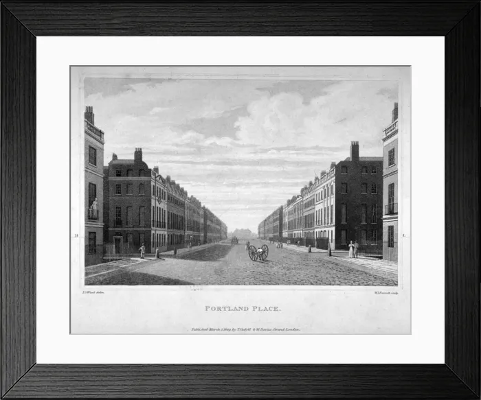 Framed Print : Portland Place, Marylebone, London, 1809. Artist: William James Bennett Framed Print : Portland Place, Marylebone, London, 1809. Artist: William James Bennett