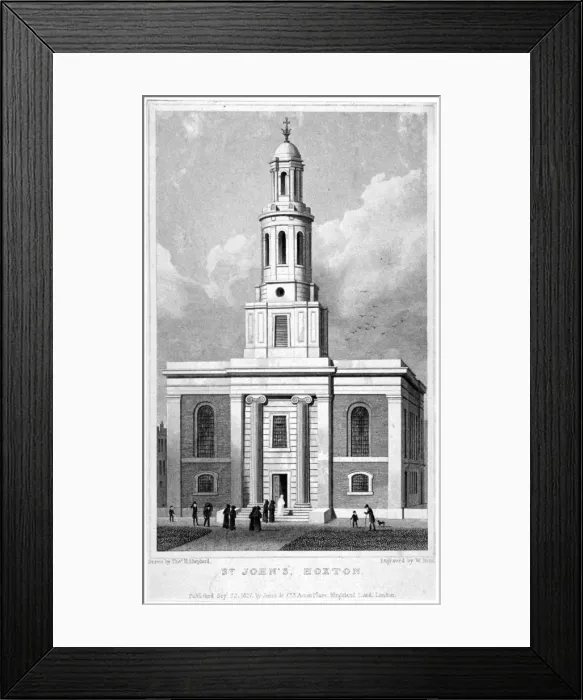 Framed Print : Church of St John the Baptist, Hoxton, London, 1827. Artist: W Bond Framed Print : Church of St John the Baptist, Hoxton, London, 1827. Artist: W Bond