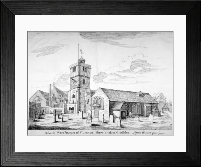 Framed Print : Old St Leonards Church, Shoreditch, London, 1735. Artist: Bernard Lens Framed Print : Old St Leonards Church, Shoreditch, London, 1735. Artist: Bernard Lens