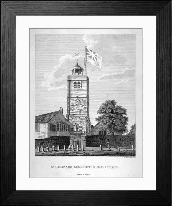 Framed Print : Old St Leonards Church, Shoreditch, London, 1735. Artist: Bernard Lens Framed Print : Old St Leonards Church, Shoreditch, London, 1735. Artist: Bernard Lens