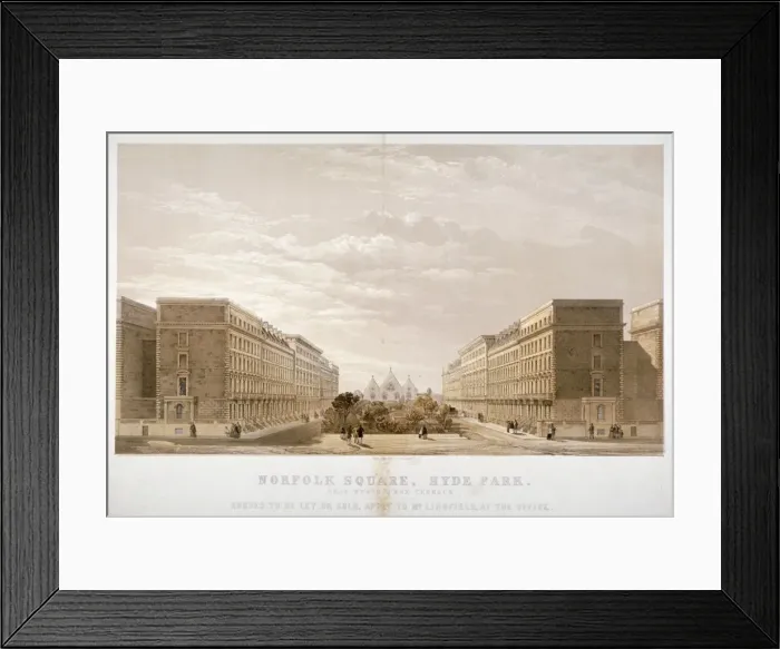 Framed Print : House agents advertisement for properties in Norfolk Square, Paddington, London, c1870 Framed Print : House agents advertisement for properties in Norfolk Square, Paddington, London, c1870