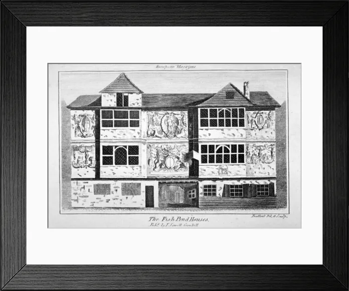 Framed Print : View of the Fish Pond Houses, Bankside, Southwark, London, c1800. Artist: Thomas Prattent Framed Print : View of the Fish Pond Houses, Bankside, Southwark, London, c1800. Artist: Thomas Prattent