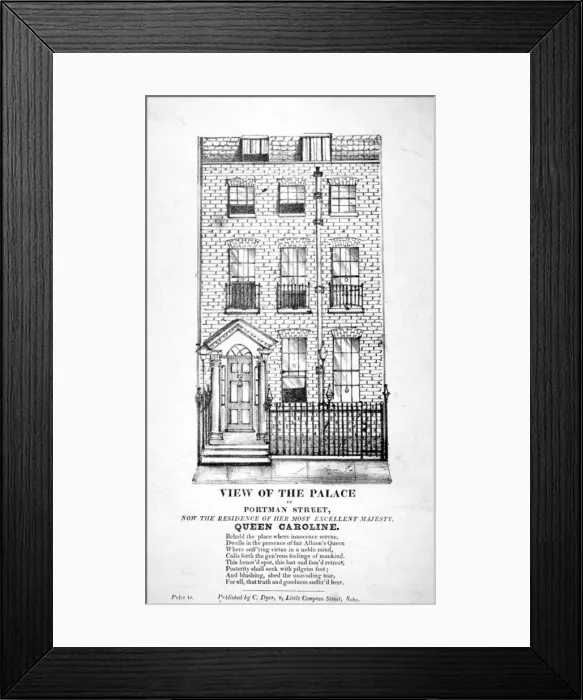 Framed Print : View of the residence of Queen Caroline in Portman Street, Marylebone, London, c1820 Framed Print : View of the residence of Queen Caroline in Portman Street, Marylebone, London, c1820