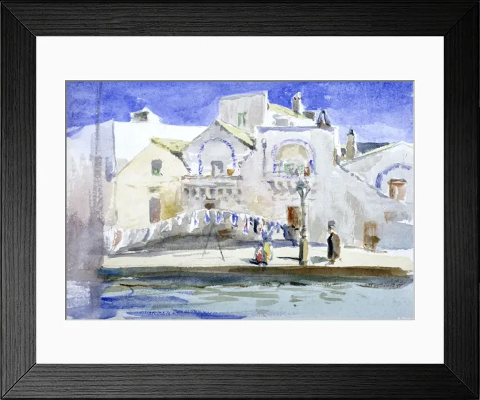 Framed Print : Houses by a Canal with a Washing Line, c1864-1930 Framed Print : Houses by a Canal with a Washing Line, c1864-1930