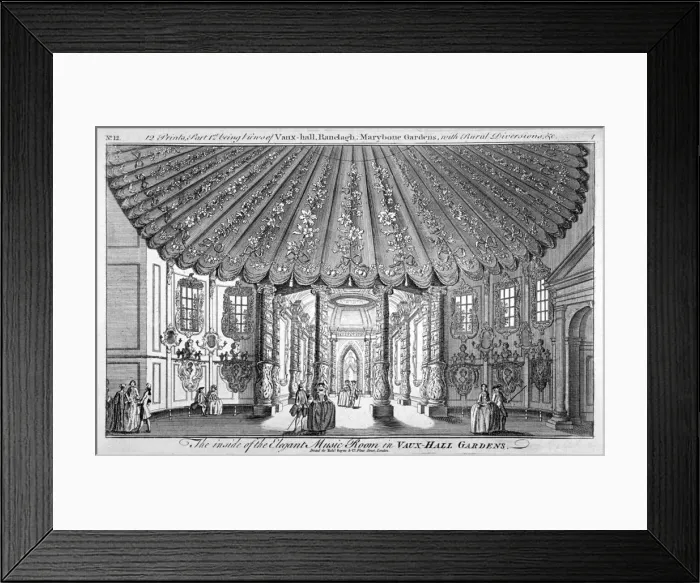 Framed Print : Interior view of the music room in Vauxhall Gardens, Lambeth, London, c1752 Framed Print : Interior view of the music room in Vauxhall Gardens, Lambeth, London, c1752