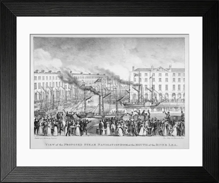 Framed Print : East India Dock, Poplar, London, c1835. Artist: Vear Framed Print : East India Dock, Poplar, London, c1835. Artist: Vear
