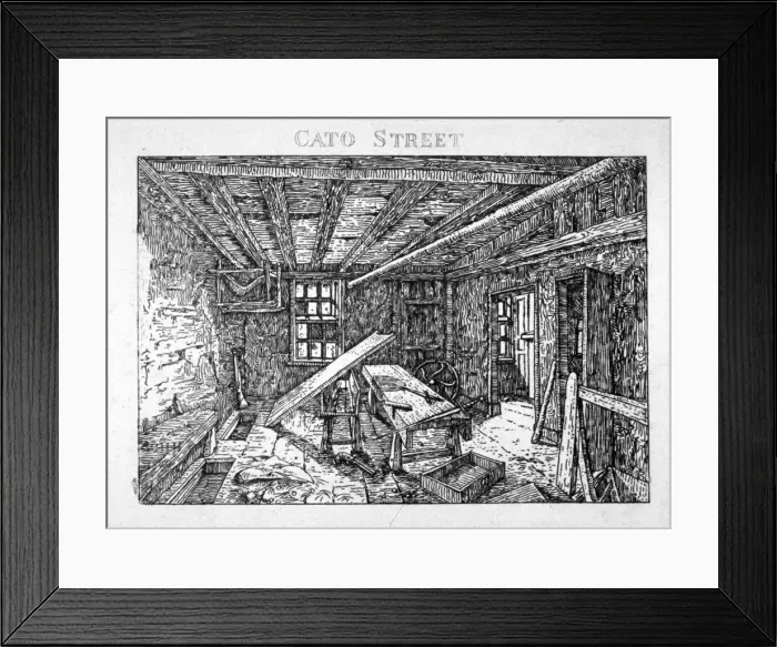 Framed Print : Cato Street conspiracy, 1820. Artist: William Henry Harriott Framed Print : Cato Street conspiracy, 1820. Artist: William Henry Harriott