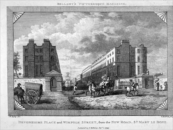 Devonshire Place and Wimpole Street, Marylebone, London, 1793. Artist: G Barratt