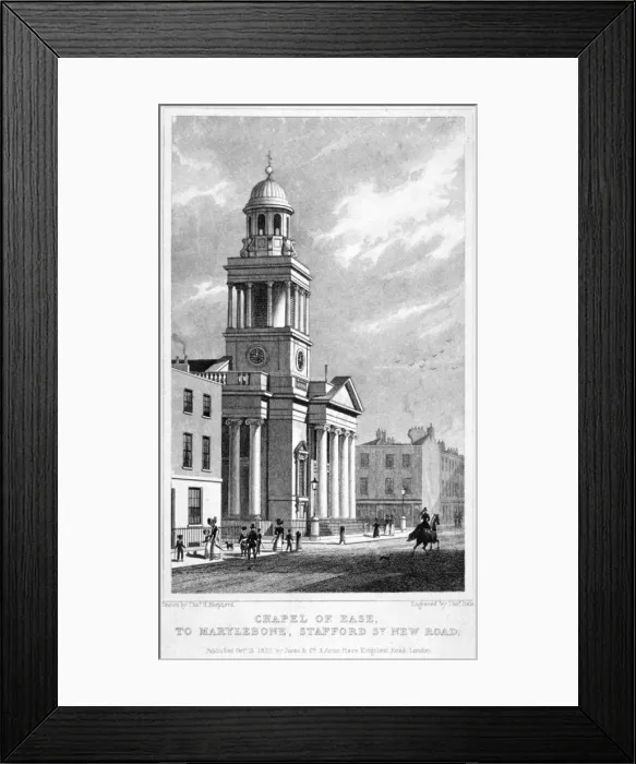 Framed Print : Chapel of Ease which might also be Christ Church, Cosway Street, Marylebone, London, 1827 Framed Print : Chapel of Ease which might also be Christ Church, Cosway Street, Marylebone, London, 1827