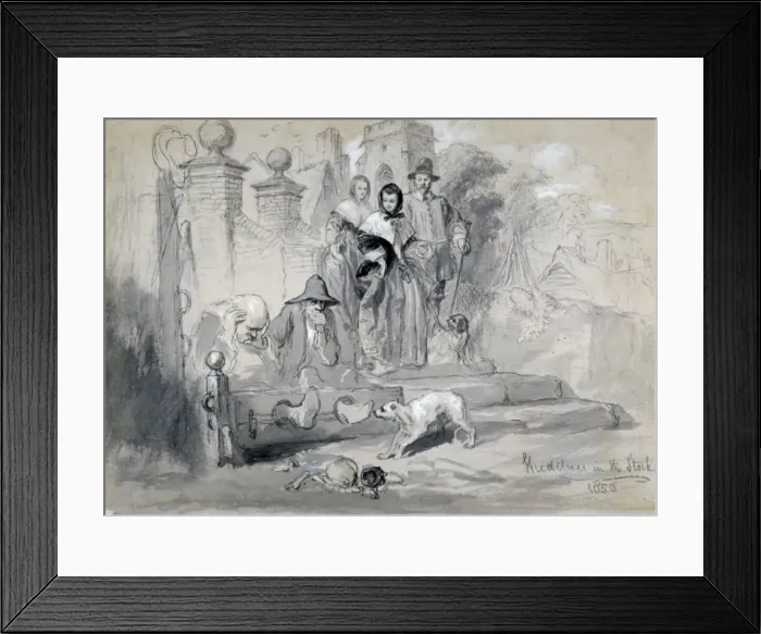 Framed Print : Hudibras in the Stocks, 1850. Artist: Sir John Gilbert Framed Print : Hudibras in the Stocks, 1850. Artist: Sir John Gilbert