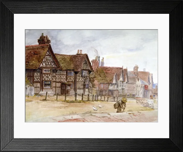 Framed Print : Village Street with Tudor Houses, c1864-1930. Artist: Anna Lea Merritt Framed Print : Village Street with Tudor Houses, c1864-1930. Artist: Anna Lea Merritt