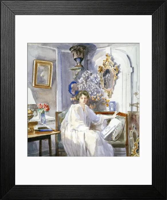 Framed Print : Young Woman in White, c1864-1930. Artist: Anna Lea Merritt Framed Print : Young Woman in White, c1864-1930. Artist: Anna Lea Merritt