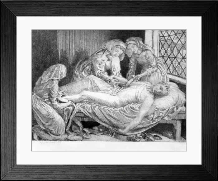 Framed Print : Three Nurses tending a Wounded Soldier, 1915-1916. Artist: Anna Lea Merritt Framed Print : Three Nurses tending a Wounded Soldier, 1915-1916. Artist: Anna Lea Merritt
