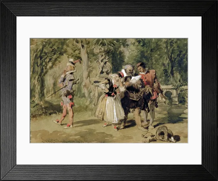 Framed Print : Sir Andrew Aguecheek Writes a Challenge, 1859. Artist: Sir John Gilbert Framed Print : Sir Andrew Aguecheek Writes a Challenge, 1859. Artist: Sir John Gilbert