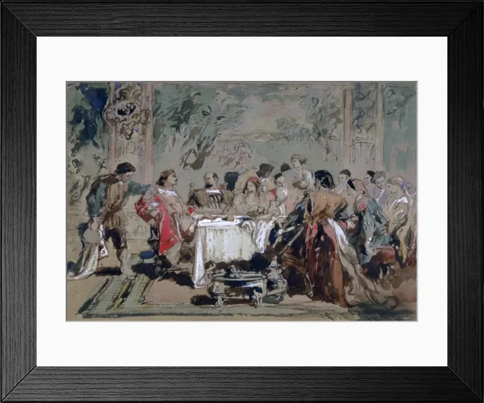 Framed Print : Banquet at Lucentios house, 1859. Artist: Sir John Gilbert Framed Print : Banquet at Lucentios house, 1859. Artist: Sir John Gilbert