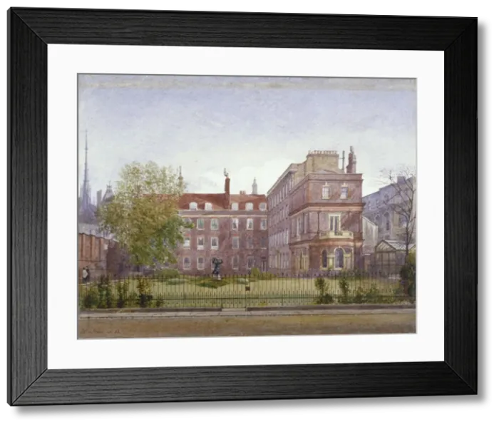 Framed Print : View of Clements Inn from the north west looking across the gardens, London, 1882 Framed Print : View of Clements Inn from the north west looking across the gardens, London, 1882