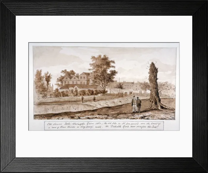 Framed Print : Old houses, Newington Green, Stoke Newington, London, 1860. Artist: HF Framed Print : Old houses, Newington Green, Stoke Newington, London, 1860. Artist: HF