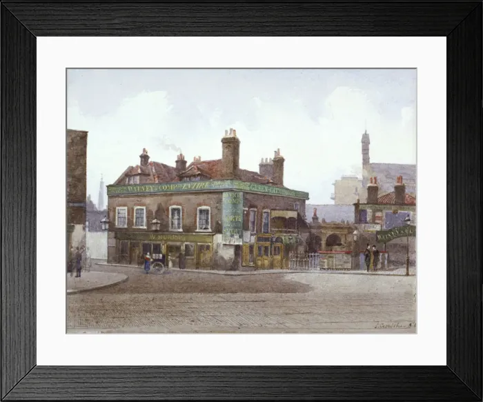Framed Print : Green Gate Tavern at the junction of City Road and Bath Street, London, c1880. Artist Framed Print : Green Gate Tavern at the junction of City Road and Bath Street, London, c1880. Artist