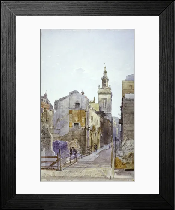 Framed Print : College Hill and the Church of St Michael Paternoster Royal, City of London, 1883 Framed Print : College Hill and the Church of St Michael Paternoster Royal, City of London, 1883