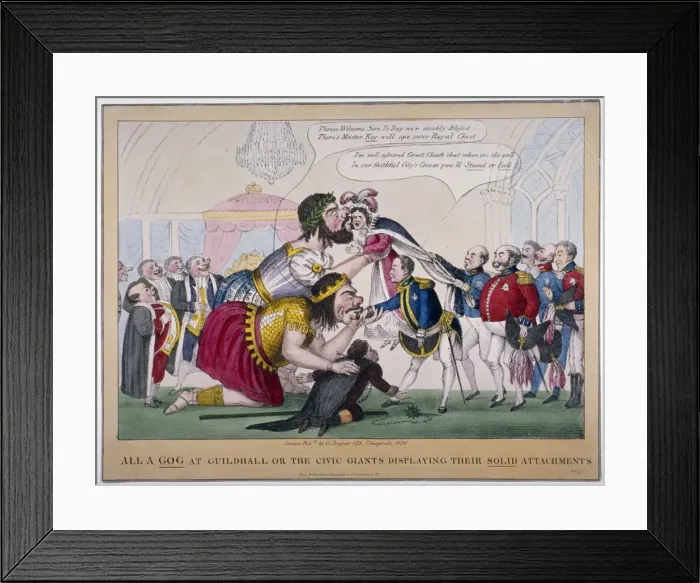 Framed Print : All a-Gog at Guildhall or the civic giants displaying their solid attachments, 1830 Framed Print : All a-Gog at Guildhall or the civic giants displaying their solid attachments, 1830